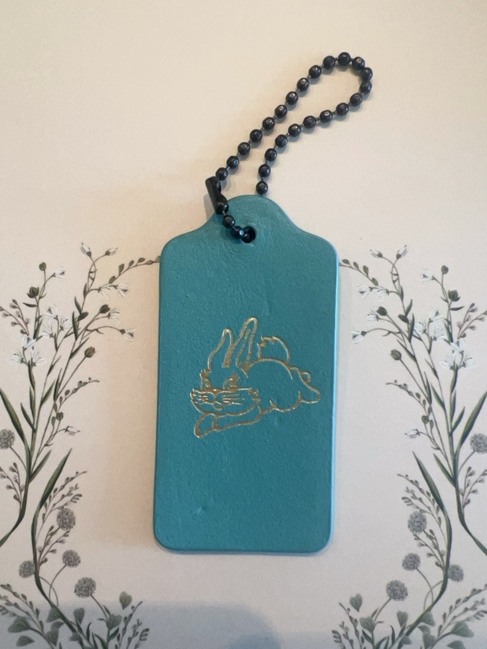 Coach Leather Bag Tag Charm White Rabbit Candy Collection Asia Teal - Price Firm